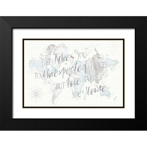 Wonderful World I Mint Unexpected Places Black Modern Wood Framed Art Print with Double Matting by Marshall, Laura