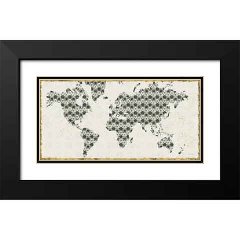 Kami Map v2 Black Modern Wood Framed Art Print with Double Matting by Lovell, Kathrine