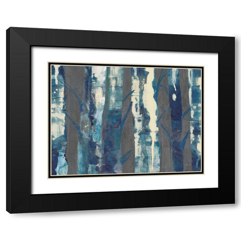Deep Woods III Indigo on Gray Black Modern Wood Framed Art Print with Double Matting by Hristova, Albena