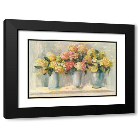 Ivory and Blush Hydrangea Bouquets Black Modern Wood Framed Art Print with Double Matting by Rowan, Carol