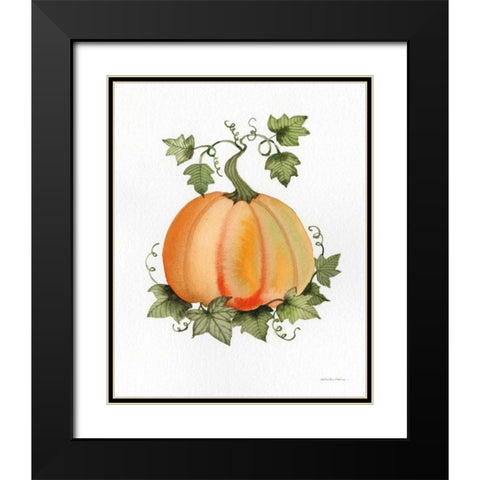 Pumpkin and Vines II Black Modern Wood Framed Art Print with Double Matting by McKenna, Kathleen Parr