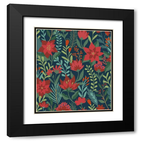 Christmas Bloom Step 01A Black Modern Wood Framed Art Print with Double Matting by Penner, Janelle