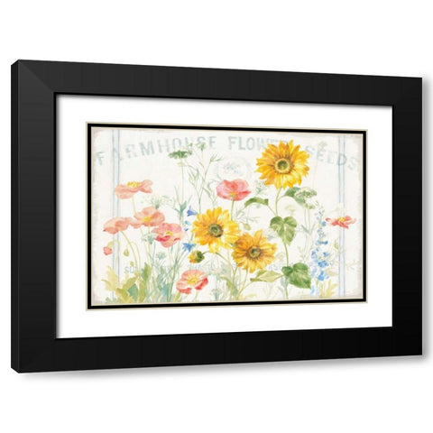 Floursack Florals I Black Modern Wood Framed Art Print with Double Matting by Nai, Danhui