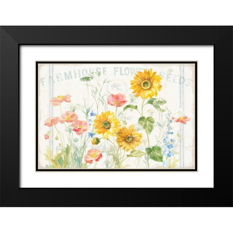 Floursack Florals I Black Modern Wood Framed Art Print with Double Matting by Nai, Danhui