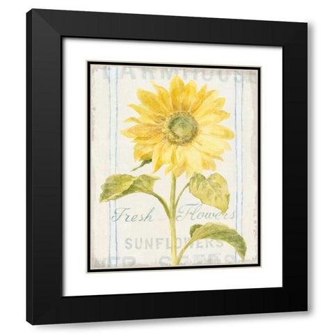 Floursack Florals II Black Modern Wood Framed Art Print with Double Matting by Nai, Danhui