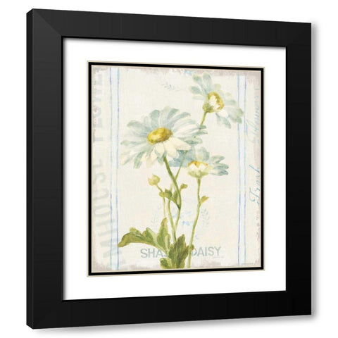 Floursack Florals III Black Modern Wood Framed Art Print with Double Matting by Nai, Danhui