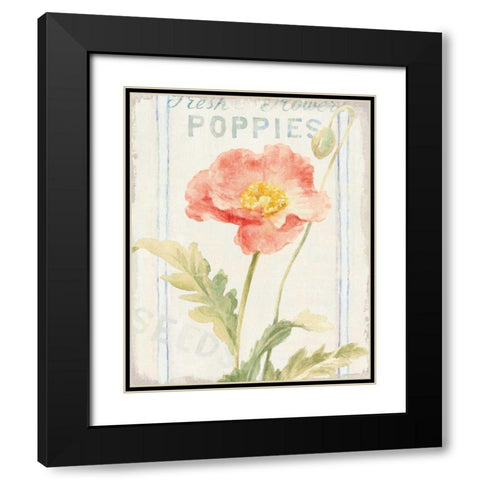 Floursack Florals IV Black Modern Wood Framed Art Print with Double Matting by Nai, Danhui