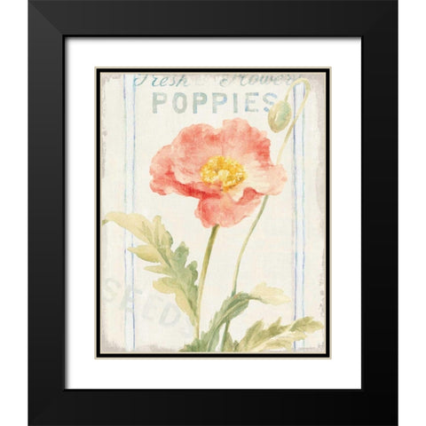 Floursack Florals IV Black Modern Wood Framed Art Print with Double Matting by Nai, Danhui