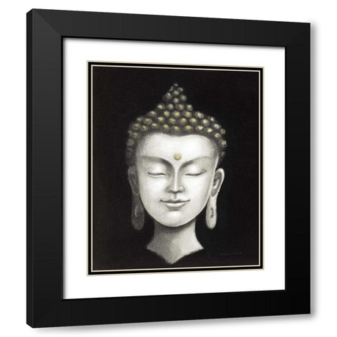 Serene Buddha I White Gold Black Modern Wood Framed Art Print with Double Matting by McBride, Naomi