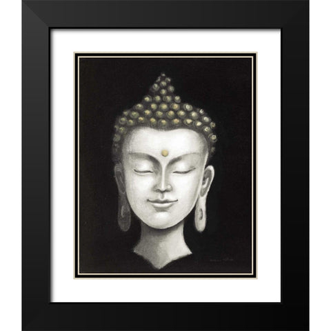 Serene Buddha I White Gold Black Modern Wood Framed Art Print with Double Matting by McBride, Naomi