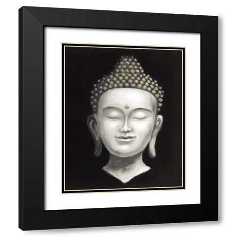 Serene Buddha II White Gold Black Modern Wood Framed Art Print with Double Matting by McBride, Naomi