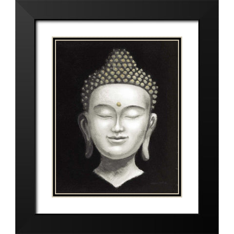 Serene Buddha II White Gold Black Modern Wood Framed Art Print with Double Matting by McBride, Naomi