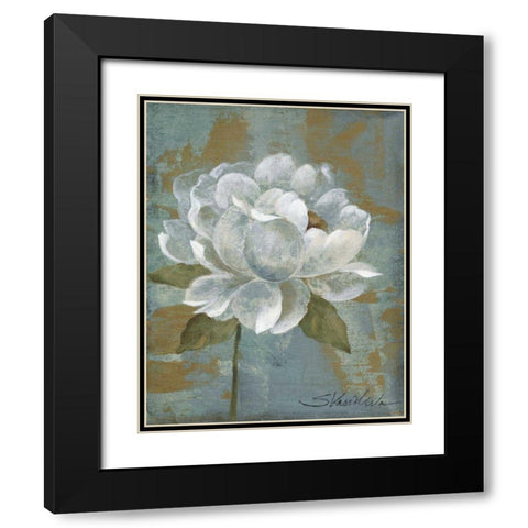 Peony TIle I - Wag Black Modern Wood Framed Art Print with Double Matting by Vassileva, Silvia