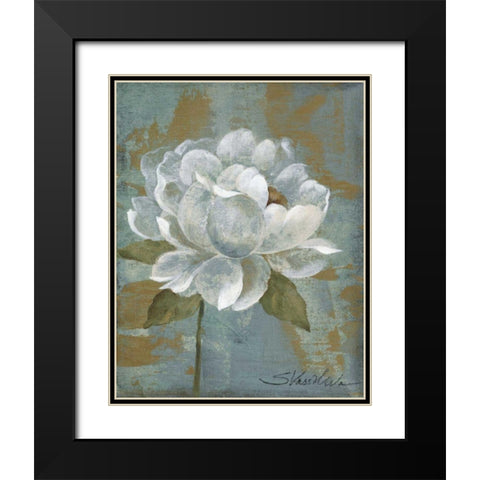 Peony TIle I - Wag Black Modern Wood Framed Art Print with Double Matting by Vassileva, Silvia