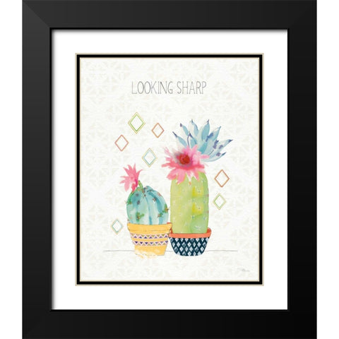 Sweet Succulents III Black Modern Wood Framed Art Print with Double Matting by Pela Studio