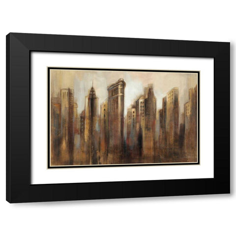 Flatiron Skyline Black Modern Wood Framed Art Print with Double Matting by Vassileva, Silvia