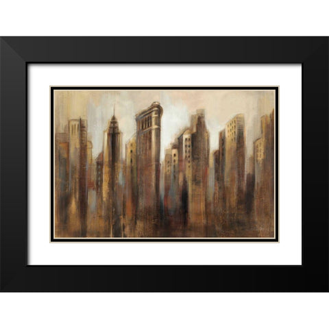 Flatiron Skyline Black Modern Wood Framed Art Print with Double Matting by Vassileva, Silvia