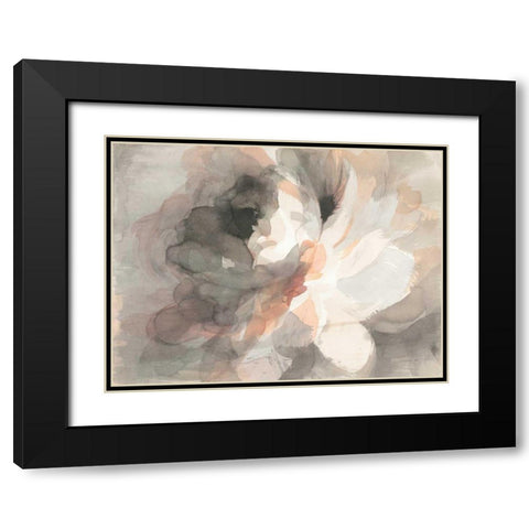 Abstract Peony Black Modern Wood Framed Art Print with Double Matting by Nai, Danhui