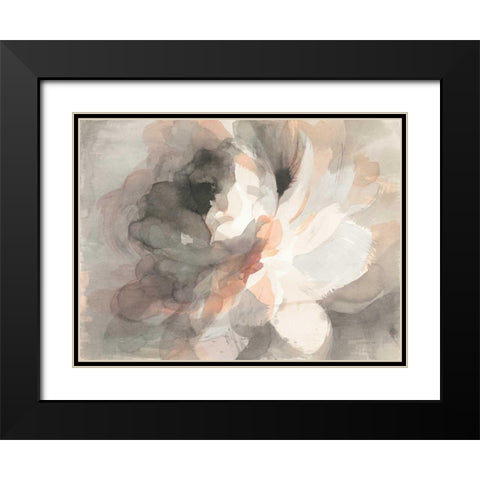 Abstract Peony Black Modern Wood Framed Art Print with Double Matting by Nai, Danhui