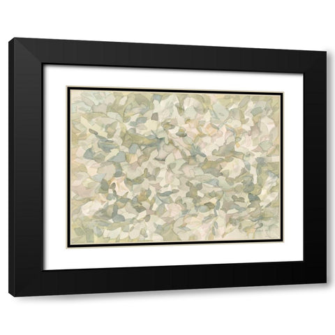 Leafy Abstract Black Modern Wood Framed Art Print with Double Matting by Nai, Danhui