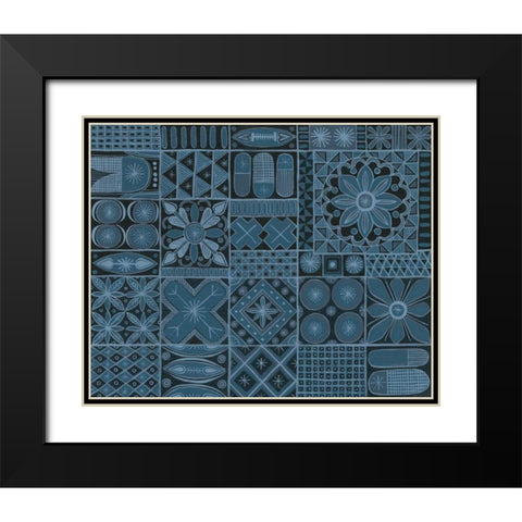 Adire VII Black Modern Wood Framed Art Print with Double Matting by Lovell, Kathrine