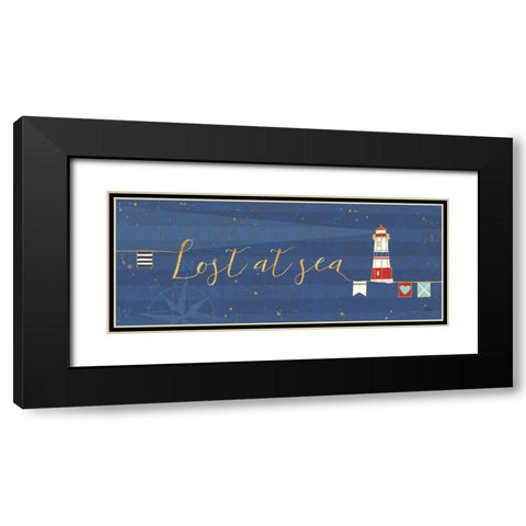 Underlined Nautical V Black Modern Wood Framed Art Print with Double Matting by Charron, Veronique