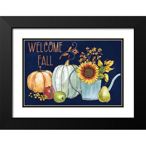 October Garden XIII Blue Black Modern Wood Framed Art Print with Double Matting by Grove, Beth