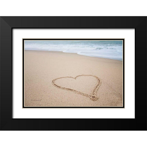 Beach Love I Black Modern Wood Framed Art Print with Double Matting by Marshall, Laura