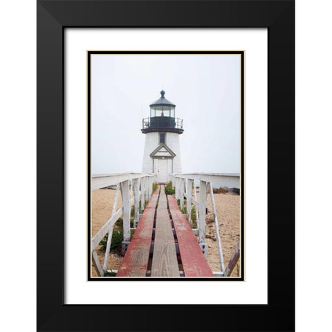 Brant Point Lighthouse Black Modern Wood Framed Art Print with Double Matting by Marshall, Laura