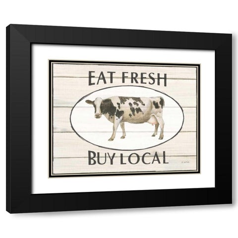 Country Cow V Black Modern Wood Framed Art Print with Double Matting by Wiens, James