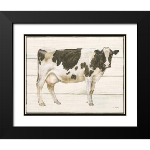 Country Cow VII Black Modern Wood Framed Art Print with Double Matting by Wiens, James