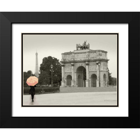 Paris in the Rain I Black Modern Wood Framed Art Print with Double Matting by Schlabach, Sue