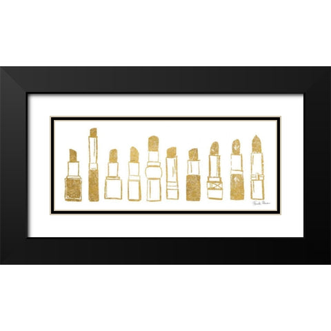 Think Pink III Gold Black Modern Wood Framed Art Print with Double Matting by Zaman, Farida