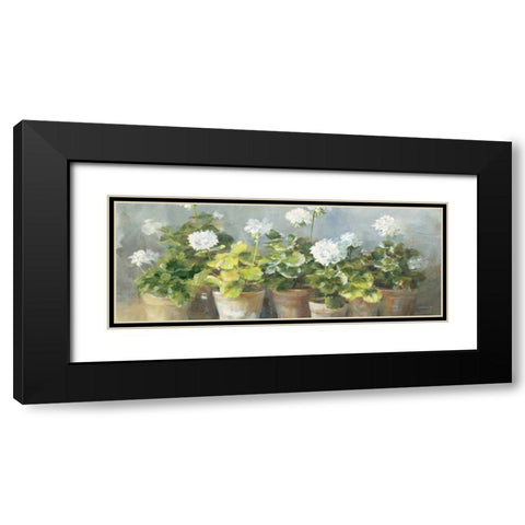 White Geraniums v2 Black Modern Wood Framed Art Print with Double Matting by Nai, Danhui