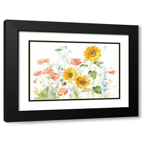 Floursack Florals on White I Black Modern Wood Framed Art Print with Double Matting by Nai, Danhui