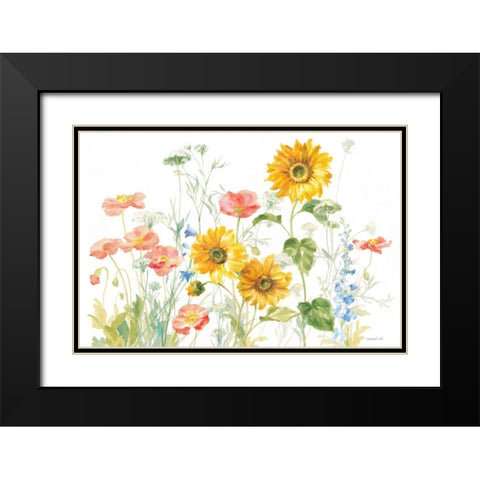 Floursack Florals on White I Black Modern Wood Framed Art Print with Double Matting by Nai, Danhui