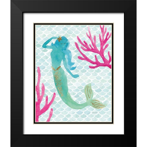Mermaid Friends II Black Modern Wood Framed Art Print with Double Matting by Jackson, Jenaya