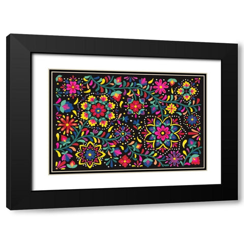 Floral Fiesta I Black Modern Wood Framed Art Print with Double Matting by Marshall, Laura