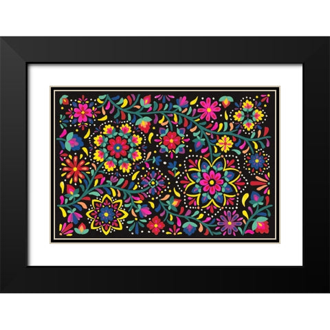 Floral Fiesta I Black Modern Wood Framed Art Print with Double Matting by Marshall, Laura