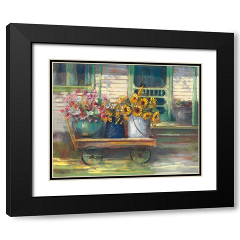 Garden Wagon Black Modern Wood Framed Art Print with Double Matting by Rowan, Carol