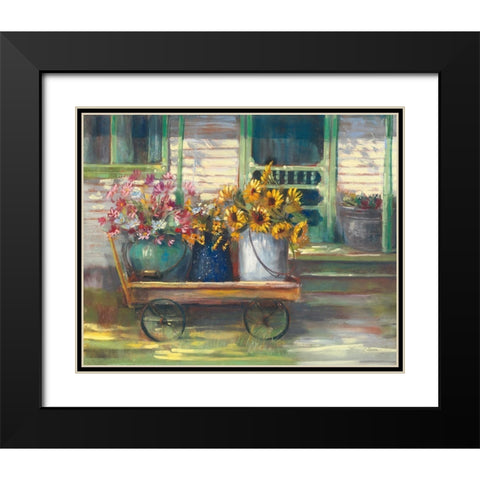 Garden Wagon Black Modern Wood Framed Art Print with Double Matting by Rowan, Carol