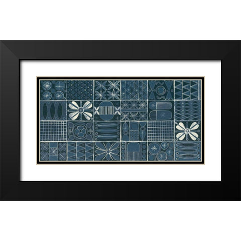 Adire V Cream Black Modern Wood Framed Art Print with Double Matting by Lovell, Kathrine