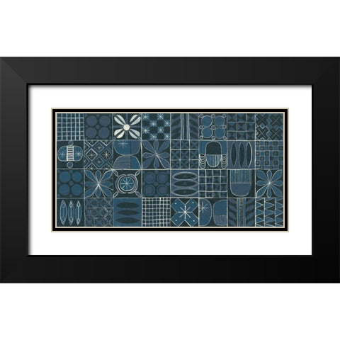 Adire VI Cream Black Modern Wood Framed Art Print with Double Matting by Lovell, Kathrine