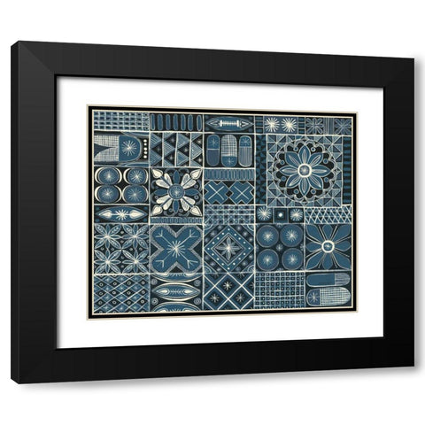 Adire VII Cream Black Modern Wood Framed Art Print with Double Matting by Lovell, Kathrine