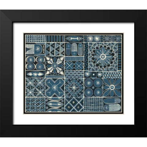 Adire VII Cream Black Modern Wood Framed Art Print with Double Matting by Lovell, Kathrine