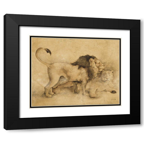 Global Lions Light Crop Black Modern Wood Framed Art Print with Double Matting by Blum, Cheri
