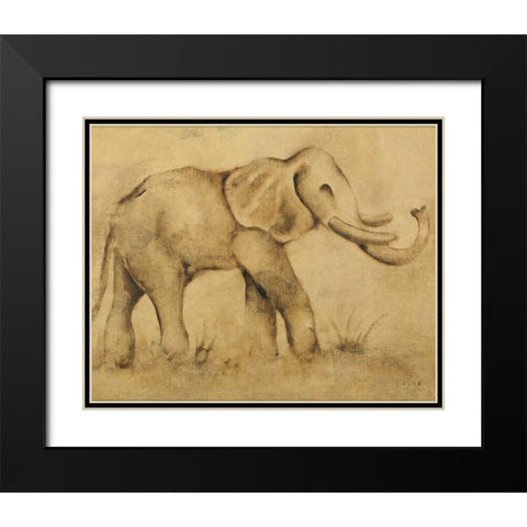 Global Elephant Light Crop Black Modern Wood Framed Art Print with Double Matting by Blum, Cheri