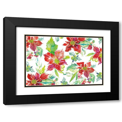 Poinsettia Pretty V Black Modern Wood Framed Art Print with Double Matting by Rice, Kristy