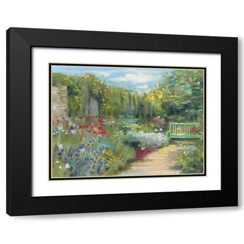 Garden Bench Black Modern Wood Framed Art Print with Double Matting by Rowan, Carol