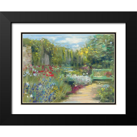 Garden Bench Black Modern Wood Framed Art Print with Double Matting by Rowan, Carol